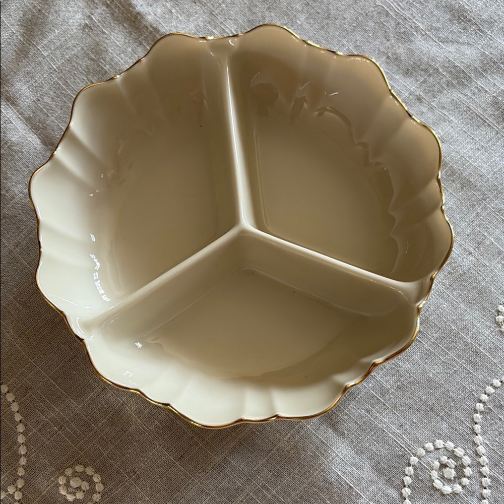 LENOX Elegant Cream Divided Candy/Serving Dish